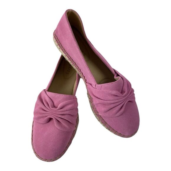 Talbots Women's Suede Espadrilles Slipon Flats Bow Detail Barbie Pink Size 7 - Picture 6 of 6